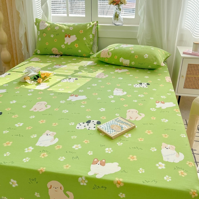 91家纺网 家纺一手货源 找家纺 简宜家居（朝初家纺） 2025新款全棉老粗布A版单床笠 绿茵