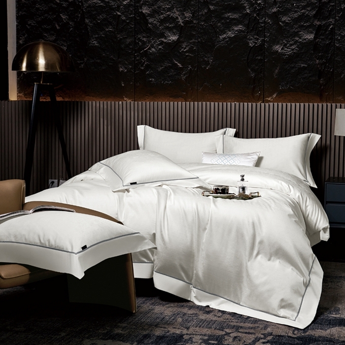 91家纺网 家纺一手货源 找家纺 U品汇 2024新款100支长绒棉提花四件套 莱雅-奶油白