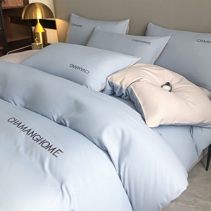 91家纺网 家纺一手货源 找家纺 （总）小久久（小九九） 2024新款时尚简约刺绣磨毛四件套-凯莉丝系列