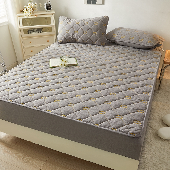 91家纺网 家纺一手货源 找家纺 （总）3C 2024新款全棉抗菌抑菌云朵刺绣床笠