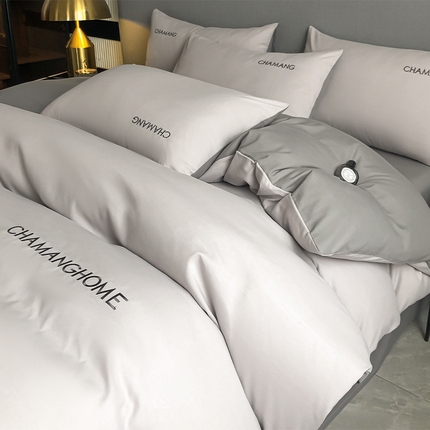 91家纺网 家纺一手货源 找家纺 （总）小久久（小九九） 2024新款时尚简约刺绣磨毛四件套-凯莉丝系列