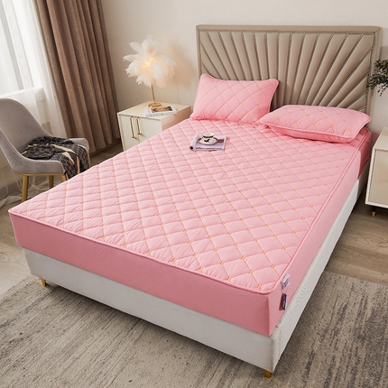 91家纺网 家纺一手货源 找家纺 3C 2024新款H标刺绣床笠 灵玉粉