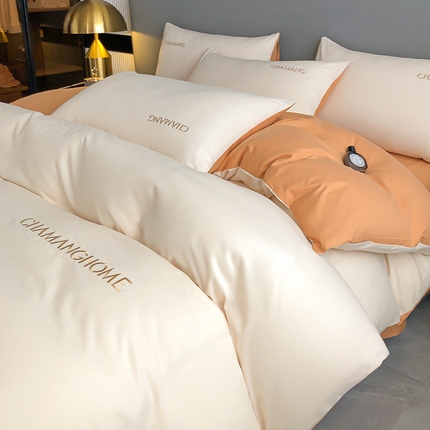 91家纺网 家纺一手货源 找家纺 （总）小久久（小九九） 2024新款时尚简约刺绣磨毛四件套-凯莉丝系列