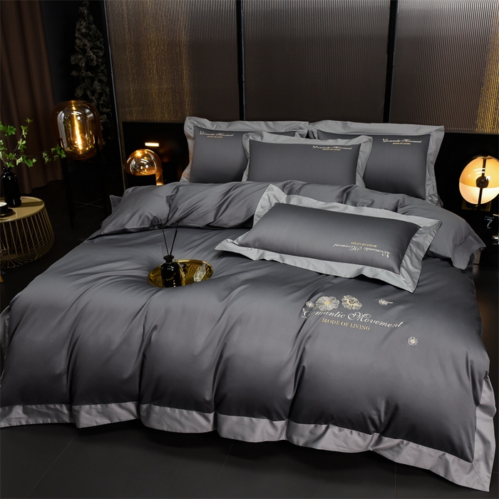 91家纺网 家纺一手货源 找家纺 瑞驰家纺2024新款长绒棉绣花四件套伊莎贝尔系列 伊莎贝尔-帝都灰