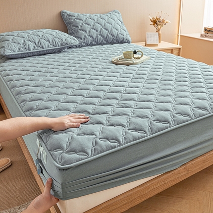 91家纺网 家纺一手货源 找家纺 （总）3C 2024新款全棉色织水洗绵抗菌床笠