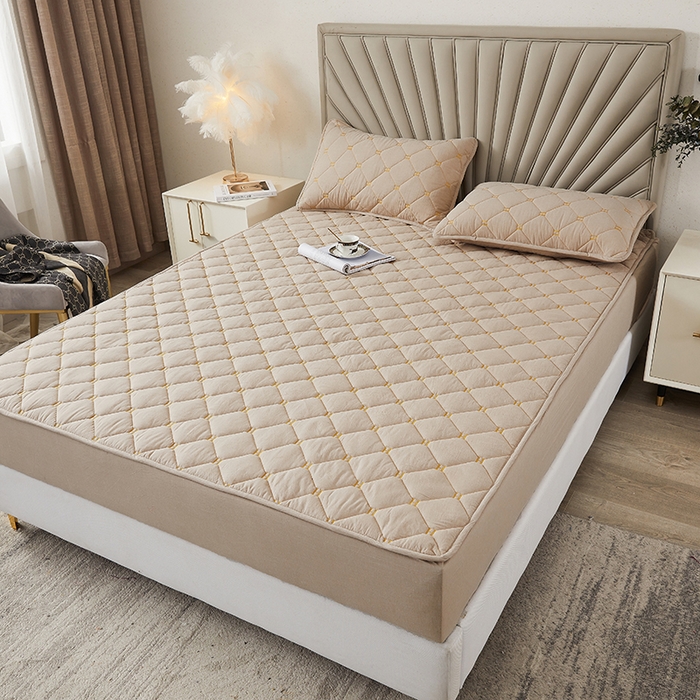 91家纺网 家纺一手货源 找家纺 3C 2024新款H标刺绣床笠 清新灰