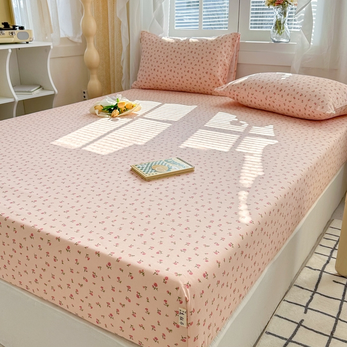 91家纺网 家纺一手货源 找家纺 简宜家居（朝初家纺） 2025新款全棉老粗布A版单床笠 玫瑰花园