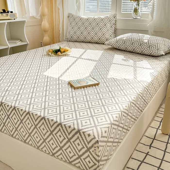 91家纺网 家纺一手货源 找家纺 简宜家居（朝初家纺） 2025新款全棉老粗布A版单床笠 印格