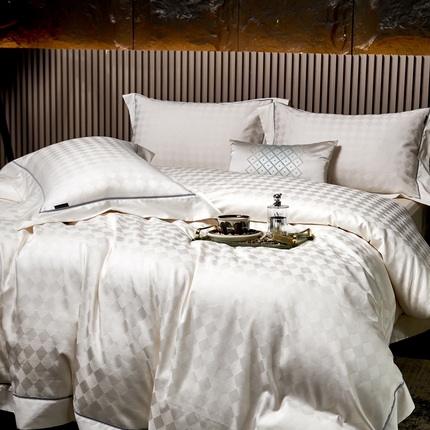 91家纺网 家纺一手货源 找家纺 （总）U品汇 2024款100支贡缎60s双股长绒棉提花纯棉全棉四件套轻奢