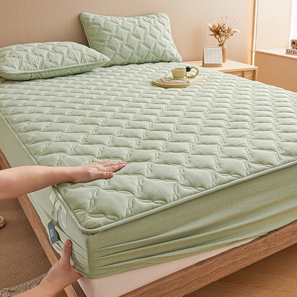 91家纺网 家纺一手货源 找家纺 （总）3C 2024新款全棉色织水洗绵抗菌床笠