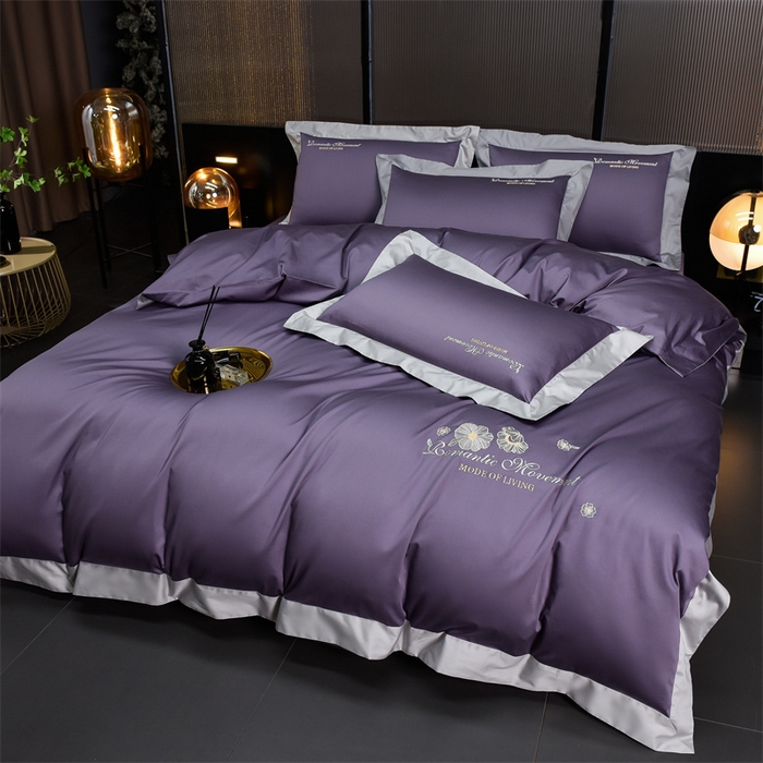 91家纺网 家纺一手货源 找家纺 瑞驰家纺2024新款长绒棉绣花四件套伊莎贝尔系列 伊莎贝尔-紫罗兰