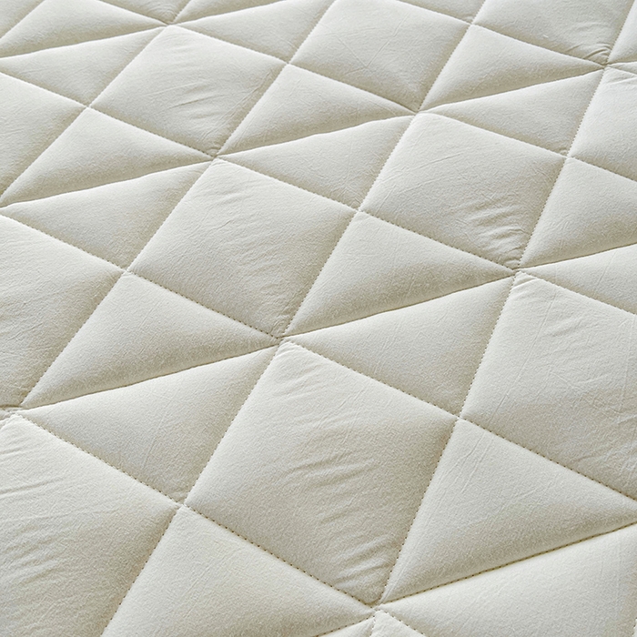 91家纺网 家纺一手货源 找家纺 3C 2024新款全棉夹棉大豆床护垫 奶昔白