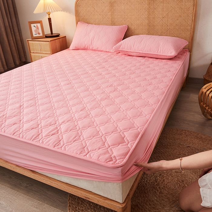 91家纺网 家纺一手货源 找家纺 3C 2024新款抗菌防螨透气防水夹棉床笠 灵玉色