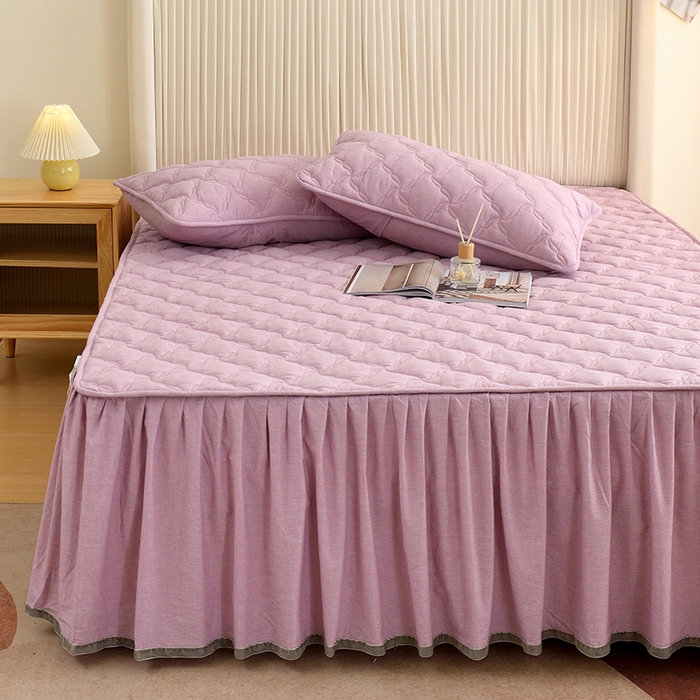 91家纺网 家纺一手货源 找家纺 3C 2024新款风车抗菌水洗棉床裙  紫色