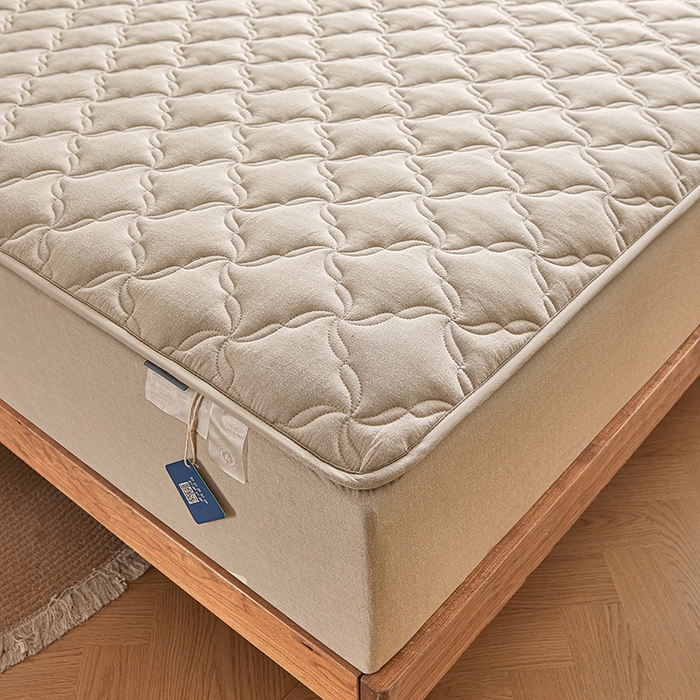 91家纺网 家纺一手货源 找家纺 3C 2024新款全棉色织水洗绵抗菌床笠 清新灰