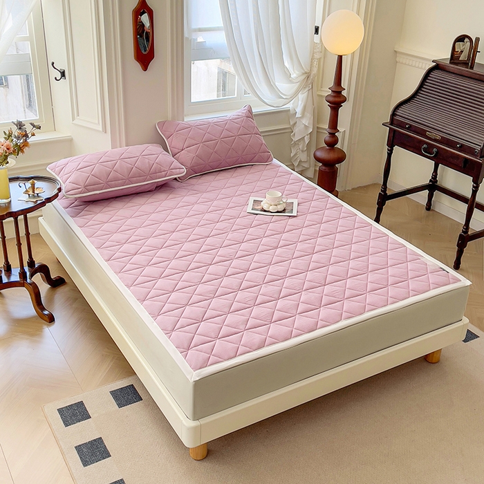 91家纺网 家纺一手货源 找家纺 3C 2024新款全棉夹棉大豆床护垫 香芋紫