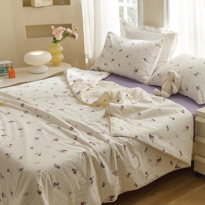 91家纺网 家纺一手货源 找家纺 优被业 2025新款全棉13372大豆夏被四件套小碎花系列 葡萄仙子