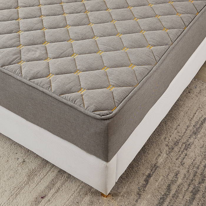 91家纺网 家纺一手货源 找家纺 3C 2024新款H标刺绣床笠 冰山灰