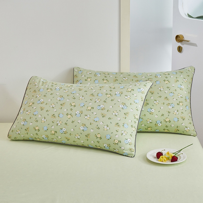 91家纺网 家纺一手货源 找家纺 元元 2024新款小清新隐藏式夹棉套件单品-夹棉枕套 韩式清新-绿