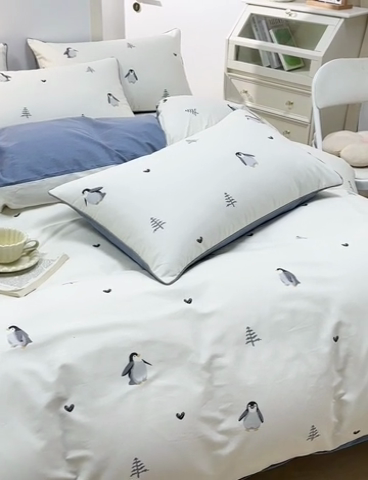 91家纺网 家纺一手货源 找家纺 元元被业 2024新款小清新隐藏式全棉夹棉四件套床笠款 嗨皮-米