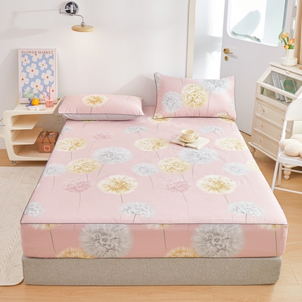 91家纺网 家纺一手货源 找家纺 元元 2024新款小清新隐藏式夹棉套件单品-夹棉床笠 惟妙惟肖-粉