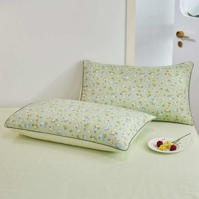 91家纺网 家纺一手货源 找家纺 元元 2024新款小清新隐藏式夹棉套件单品-夹棉枕套 韩式清新-绿
