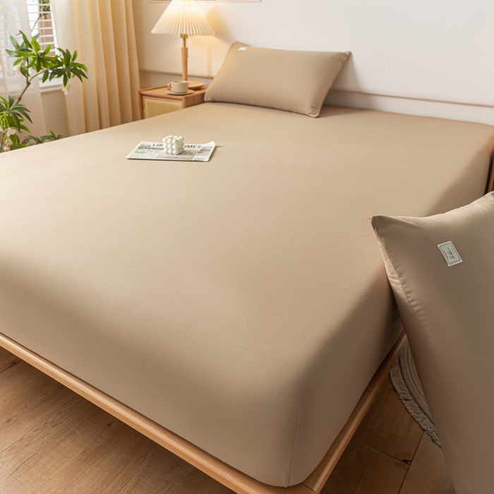 91家纺网 家纺一手货源 找家纺 ab家纺 2024新款A类40支水洗全棉床笠三件套 米咖