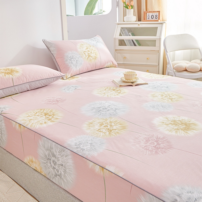 91家纺网 家纺一手货源 找家纺 元元 2024新款小清新隐藏式夹棉套件单品-夹棉床笠 惟妙惟肖-粉