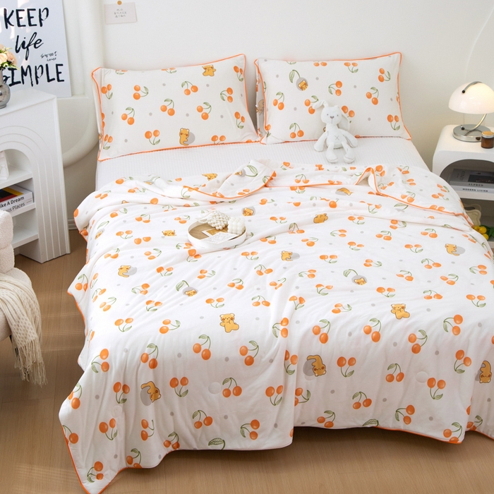 91家纺网 家纺一手货源 找家纺 维洋 2025新款A类针织大豆被夏被被子 樱桃小熊