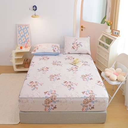 元元 2024新款小清新隐藏式夹棉套件单品-夹棉床笠 娜朵花开