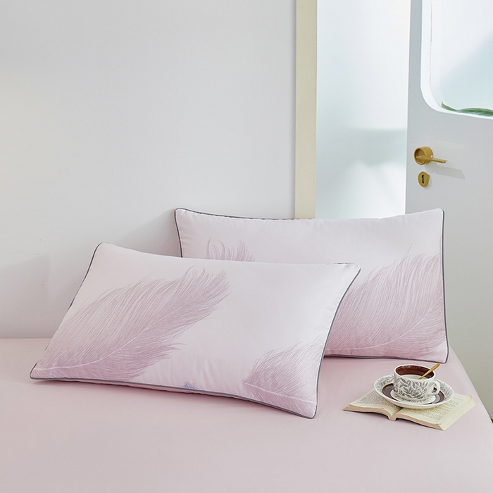 91家纺网 家纺一手货源 找家纺 元元 2024新款小清新隐藏式夹棉套件单品-夹棉枕套 且听风吟-粉