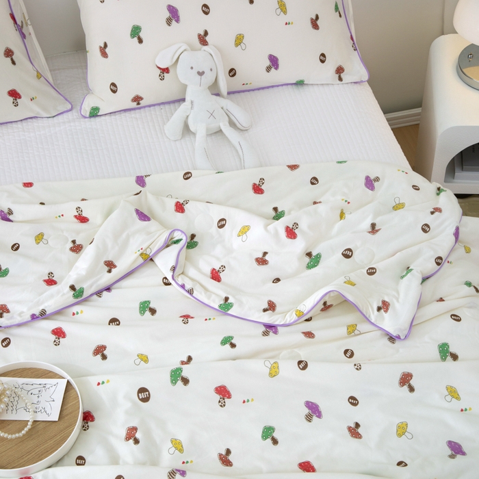 91家纺网 家纺一手货源 找家纺 维洋 2025新款A类针织大豆被夏被被子 蘑菇