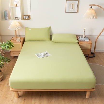 ab家纺 2024新款A类40支水洗全棉床笠三件套 橄榄绿