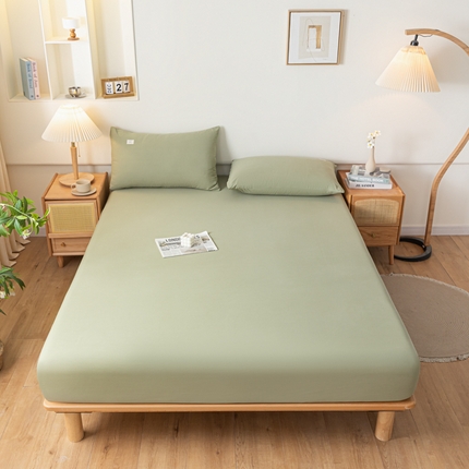 ab家纺 2024新款A类40支水洗全棉床笠三件套 螺旋藻绿