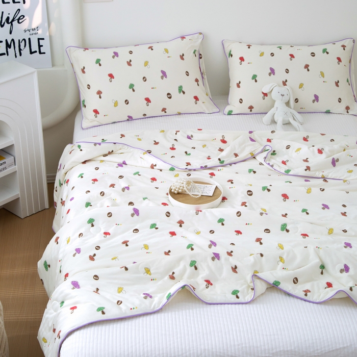 91家纺网 家纺一手货源 找家纺 维洋 2025新款A类针织大豆被夏被被子 蘑菇