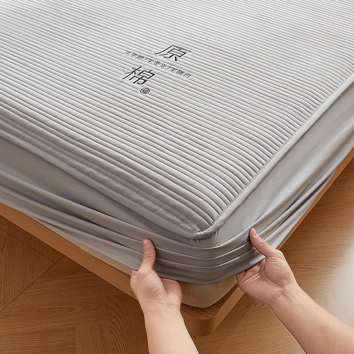 91家纺网 家纺一手货源 找家纺 喜居 2024新款原棉大豆夹棉床笠 星灰