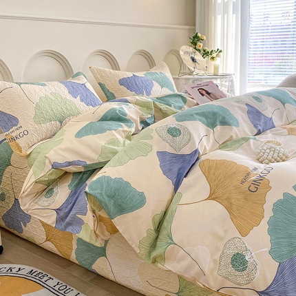 91家纺网 家纺一手货源 找家纺 （总）梦精灵家纺 2025新款直角40支全棉印花床盖四件套纯棉被套枕套