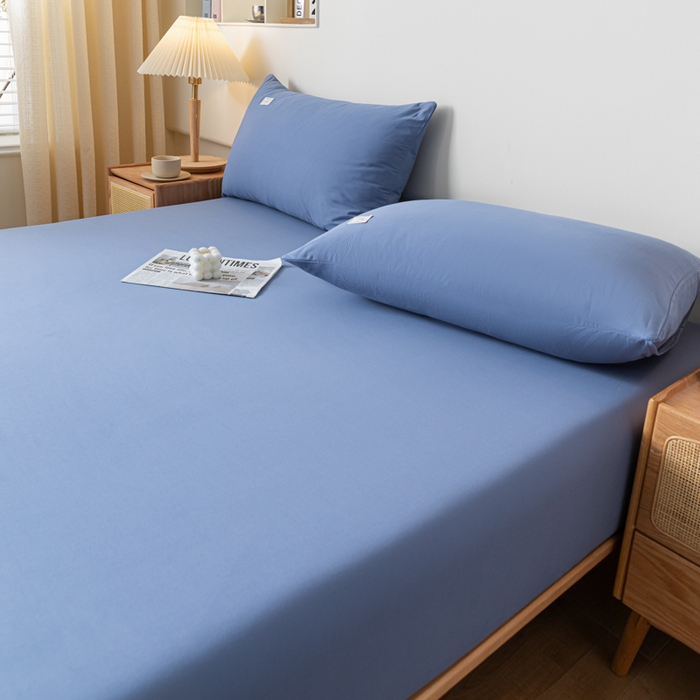 91家纺网 家纺一手货源 找家纺 ab家纺 2024新款A类40支水洗全棉床笠三件套 宾利蓝