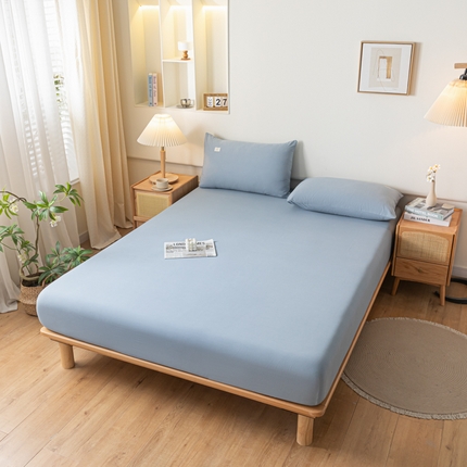 ab家纺 2024新款A类40支水洗全棉床笠三件套 浅蓝