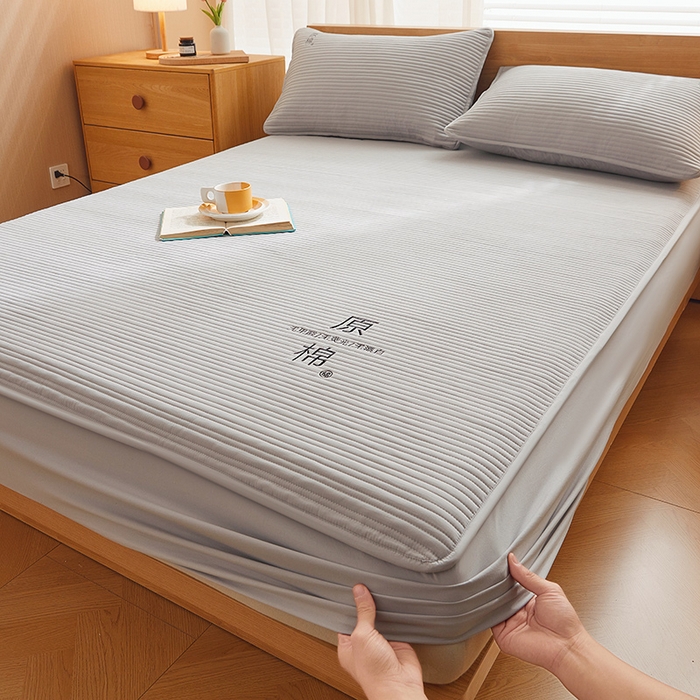 91家纺网 家纺一手货源 找家纺 喜居 2024新款原棉大豆夹棉床笠 星灰