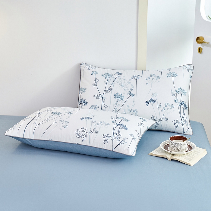 91家纺网 家纺一手货源 找家纺 元元 2024新款小清新隐藏式夹棉套件单品-夹棉枕套 璀璨-兰