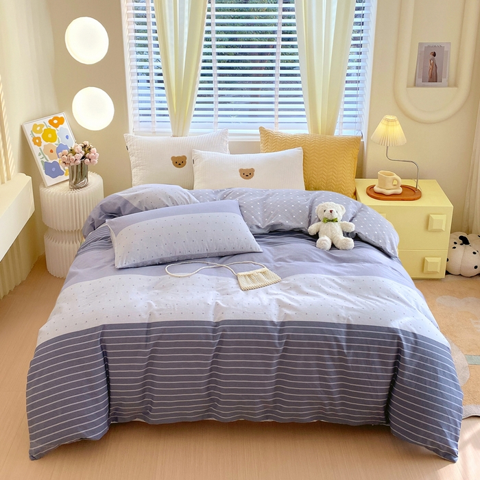 91家纺网 家纺一手货源 找家纺 洺兰 2025年全棉喷气印花四件套纯棉床单床笠款小清新花卉北欧风--单被套 埃菲尔