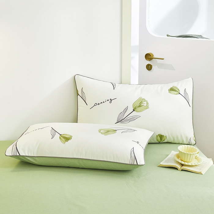 91家纺网 家纺一手货源 找家纺 元元 2024新款小清新隐藏式夹棉套件单品-夹棉枕套 娇兰-绿