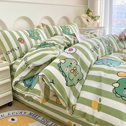 91家纺网 家纺一手货源 找家纺 （总）梦精灵家纺 2025新款直角40支全棉印花床盖四件套纯棉被套枕套