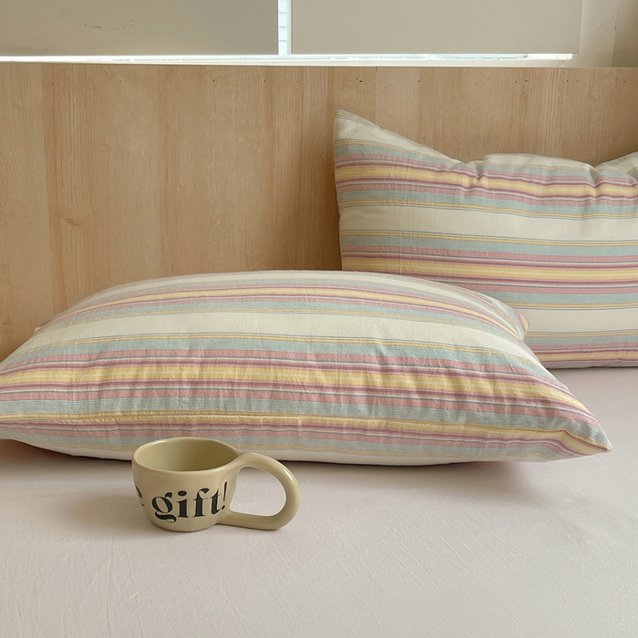 91家纺网 家纺一手货源 找家纺 艾咪 2024新款全棉色织水洗棉单品-枕套 塞约黄粉