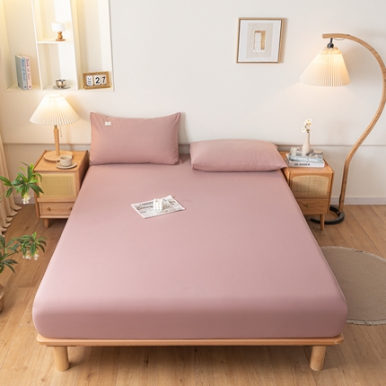 ab家纺 2024新款A类40支水洗全棉床笠三件套 豆沙
