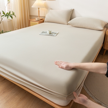 91家纺网 家纺一手货源 找家纺 ab家纺 2024新款A类40支水洗全棉床笠三件套 卡其