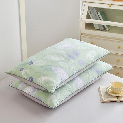 元元 2024新款小清新隐藏式夹棉套件单品-夹棉枕套 淡然若尘-绿