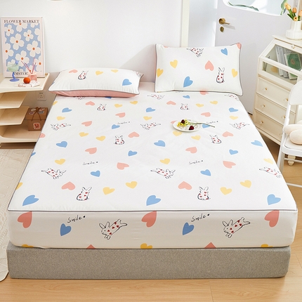 元元 2024新款小清新隐藏式夹棉套件单品-夹棉床笠 甜蜜蜜-米