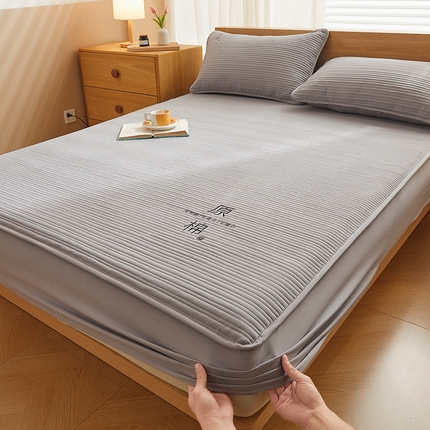 喜居 2024新款原棉大豆夹棉床笠 雅灰